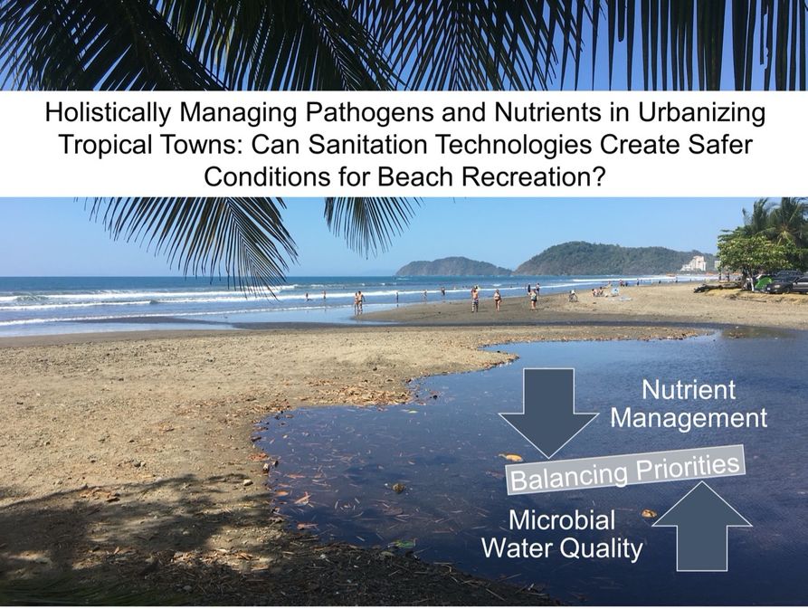 Holistically managing pathogens and nutrients in urbanizing tropical towns: Can sanitation technologies create safer conditions for beach recreation? Shows balancing priorities between nutrient management and microbial water quality.